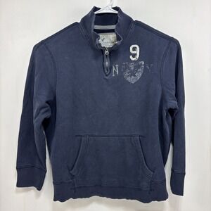 VTG‎ Y2K American Eagle Blue 1/4 Zip Sweater Mock neck Embroidered Size XXL